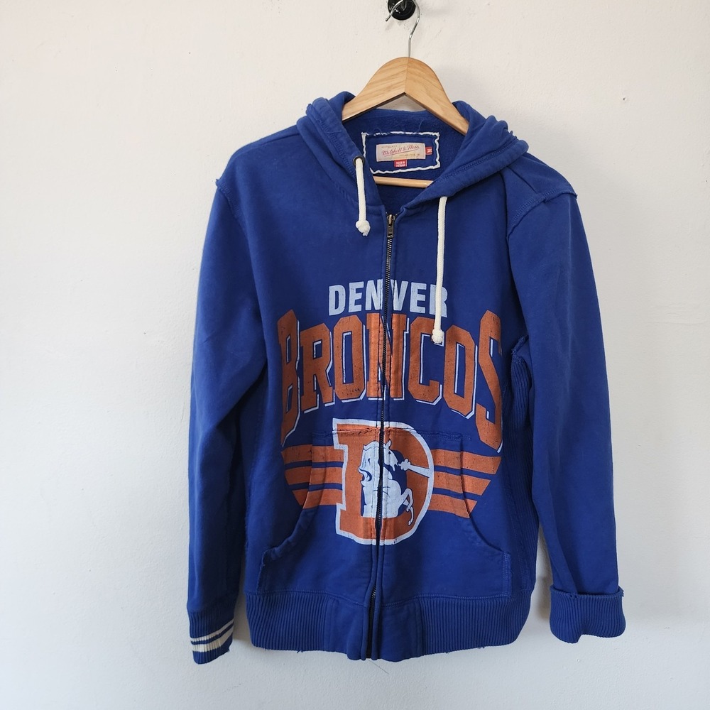 Mitchell And Ness Denver Broncos Full Zip Hoodie Mens Medium